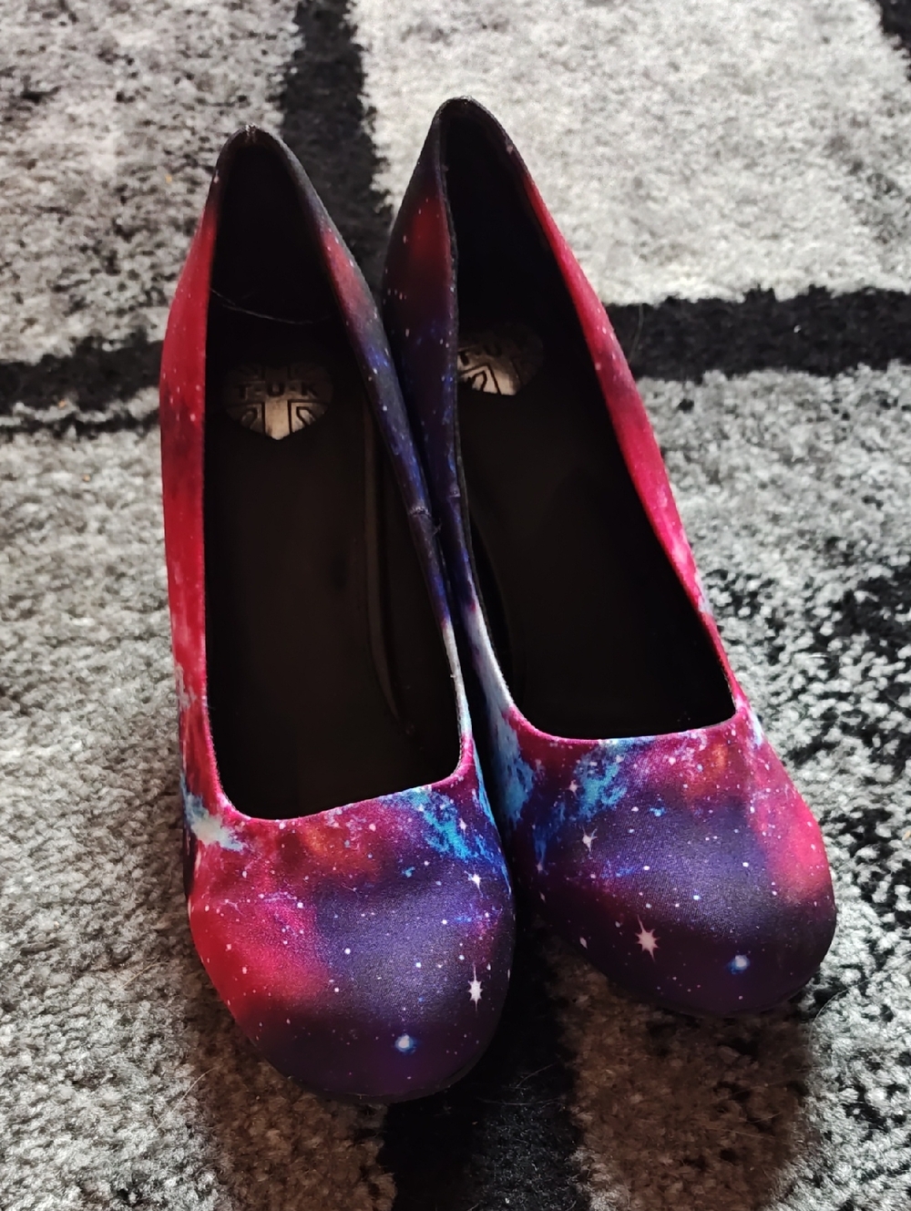 T.U.K Galaxy Print Heels - Pink & Purple